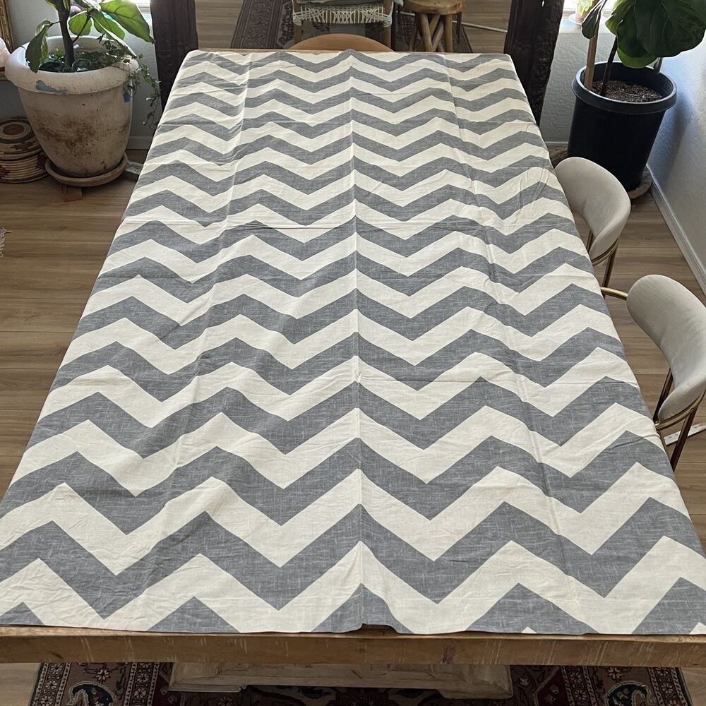 2 West Elm Gray Chevron Zig Zag Cotton Window Panels 48" x 84"